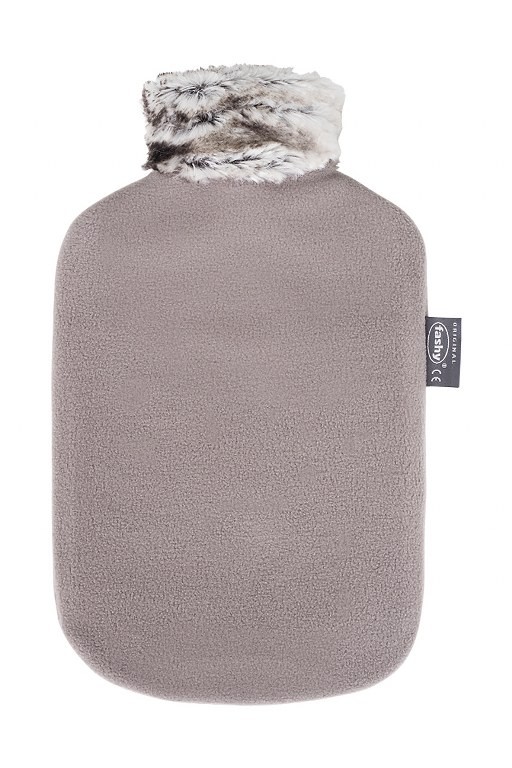 Fashy kruik 2 liter | Fleece overtrek en nep bontkraag.